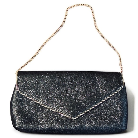 Rebecca Minkoff Black and Glitter Zip Clutch